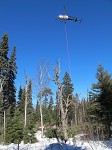 Helicopter, ice drilling in winter